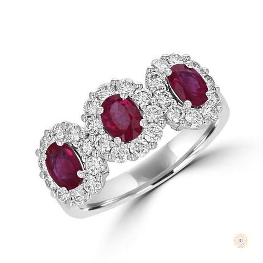 4 ct.  Oval Ruby Halo Diamond Ring
