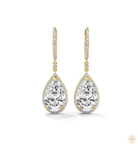 10.0 CT. Pear Halo Diamond Drop Earrings