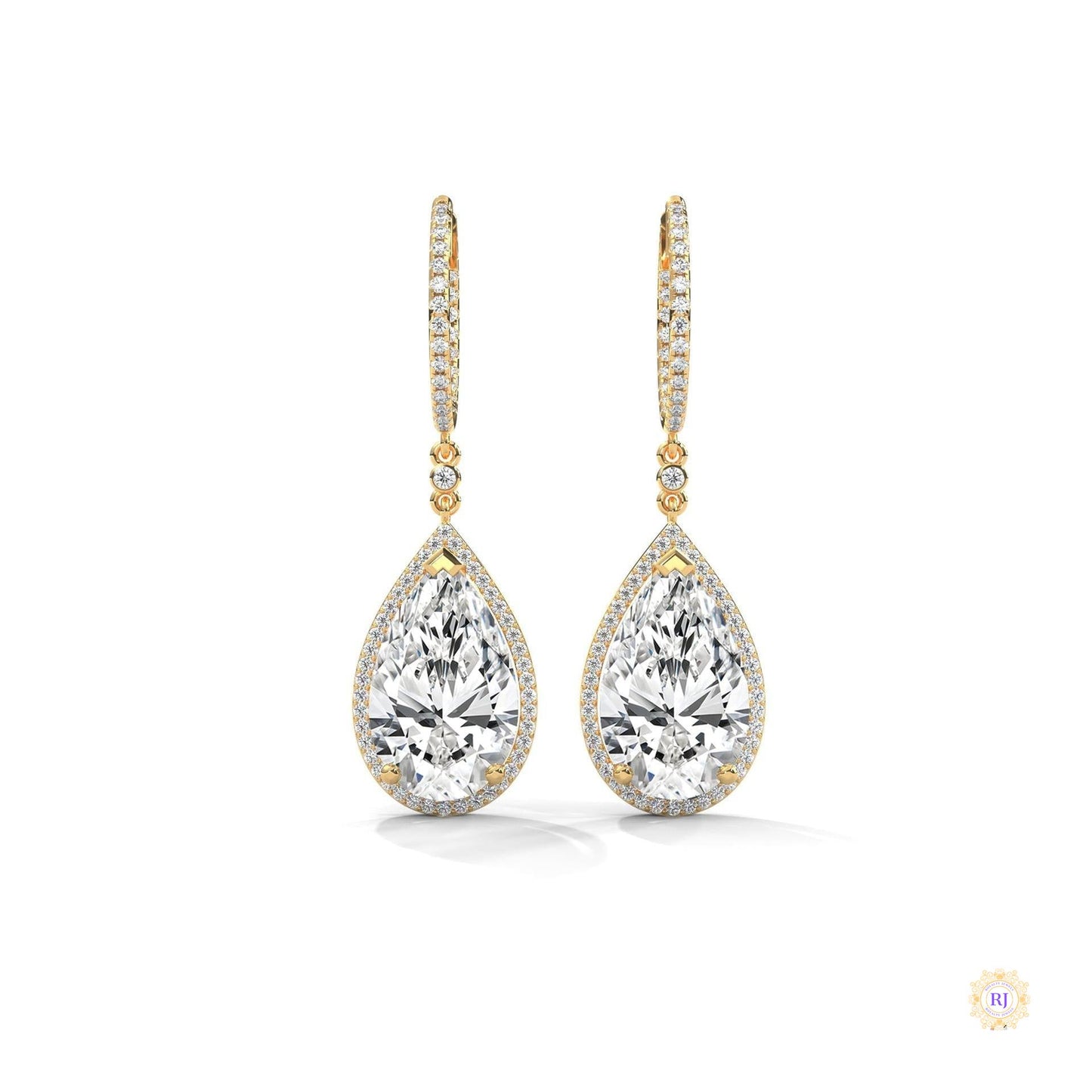 10.0 CT. Pear Halo Diamond Drop Earrings