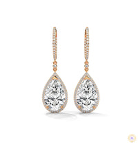 10.0 CT. Pear Halo Diamond Drop Earrings