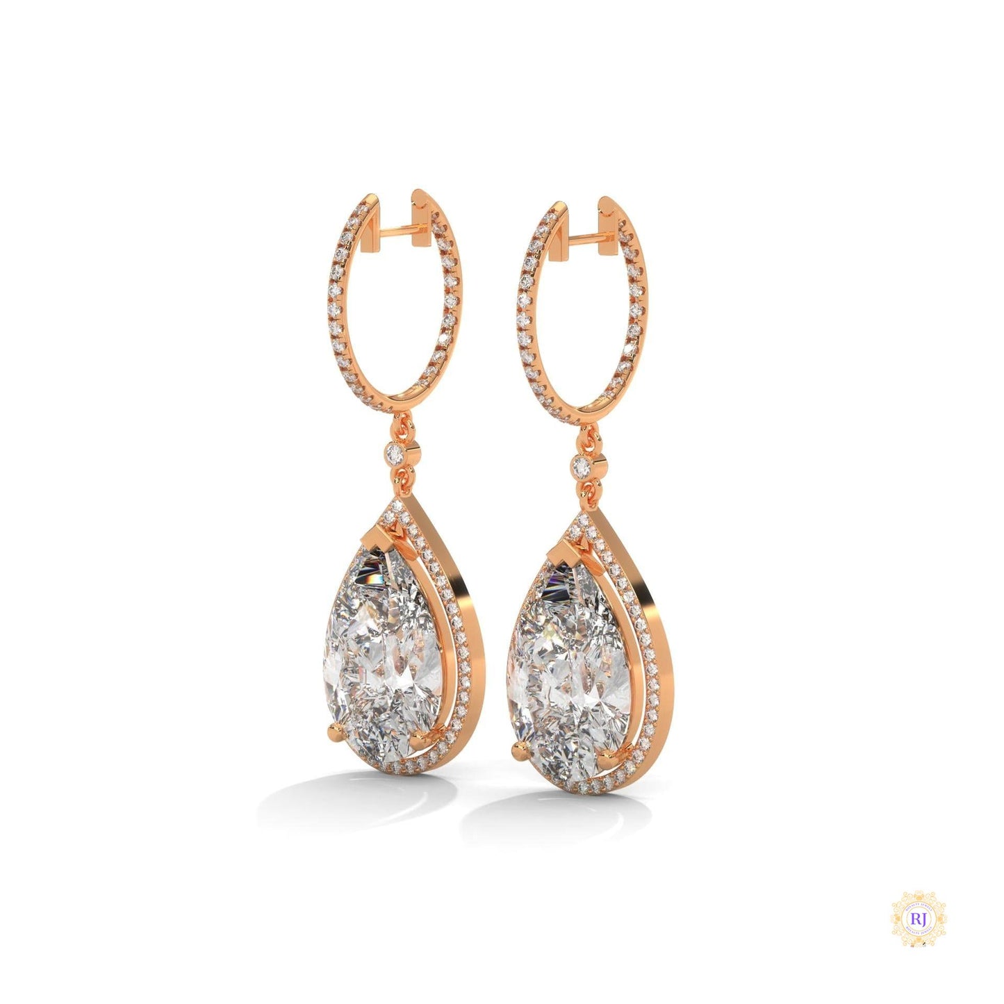 10.0 CT. Pear Halo Diamond Drop Earrings