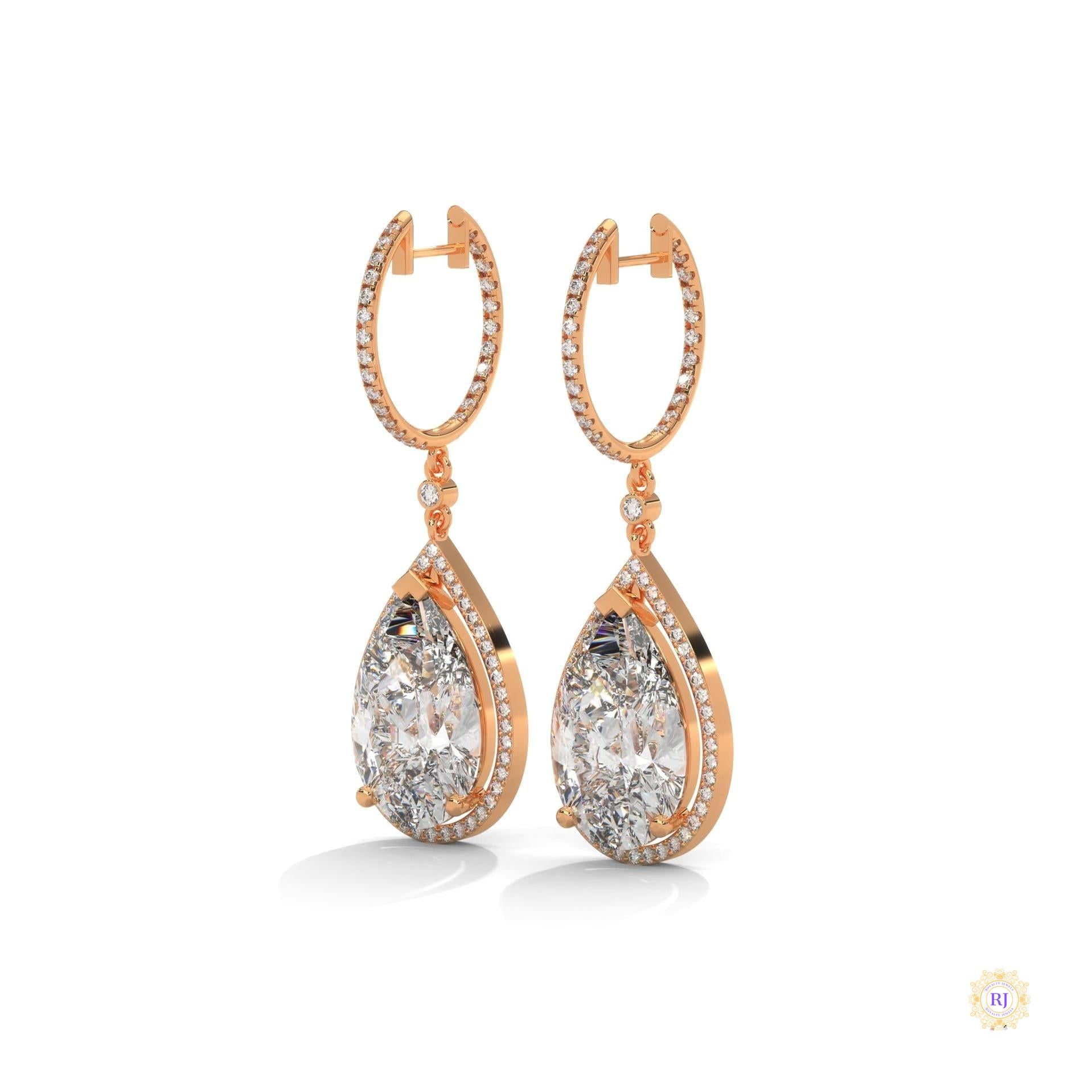 10.0 CT. Pear Halo Diamond Drop Earrings
