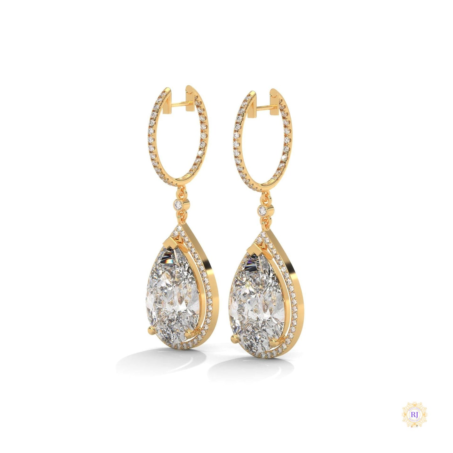 10.0 CT. Pear Halo Diamond Drop Earrings