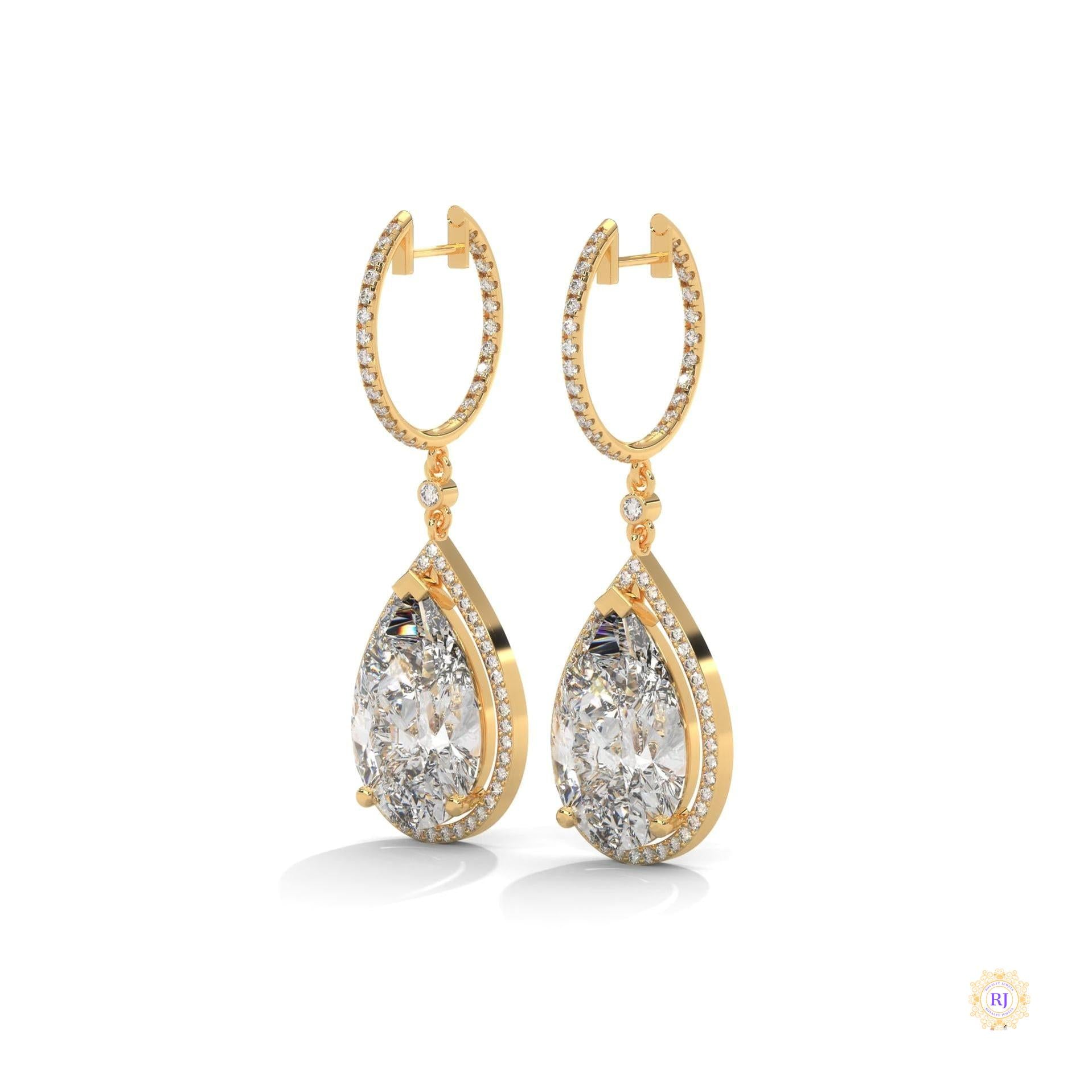 10.0 CT. Pear Halo Diamond Drop Earrings
