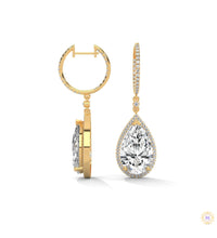 10.0 CT. Pear Halo Diamond Drop Earrings