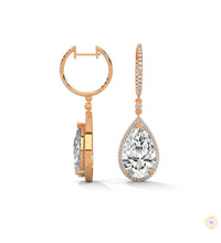 10.0 CT. Pear Halo Diamond Drop Earrings