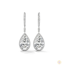 10.0 CT. Pear Halo Diamond Drop Earrings