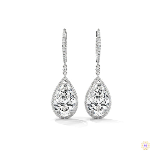 10.0 CT. Pear Halo Diamond Drop Earrings