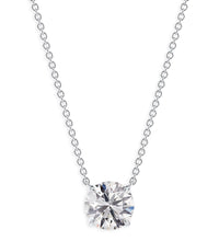 14K gold solitaire diamond pendant necklace with a lab-grown diamond in a classic prong setting on a delicate chain.

