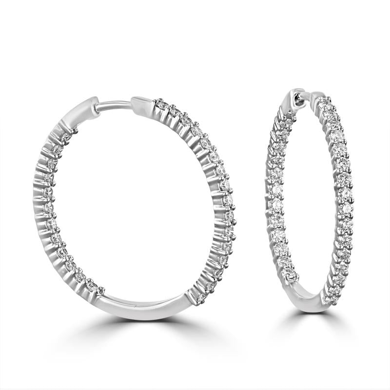 14K gold inside-out hoop earrings with lab-grown diamonds