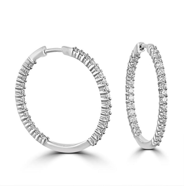 14K gold inside-out hoop earrings with lab-grown diamonds