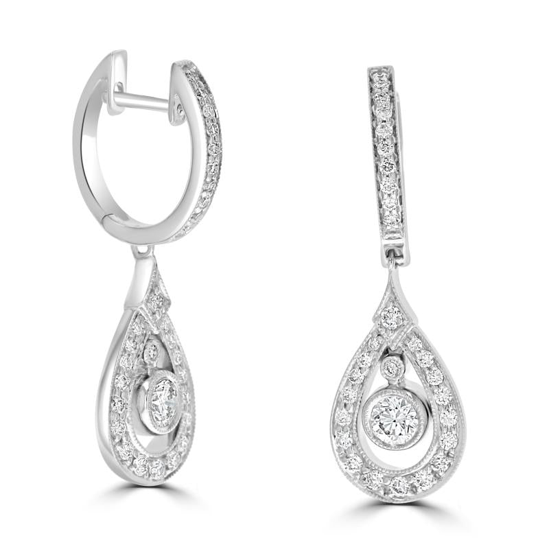 14K gold teardrop dangle earrings with pavé-set lab-grown diamonds in an open halo design
