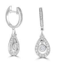 14K gold teardrop dangle earrings with pavé-set lab-grown diamonds in an open halo design