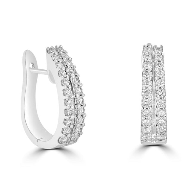 14K gold double row huggie earrings with lab-grown diamonds

