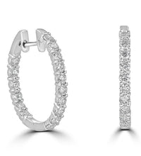 14K gold round lab-grown diamond hoop earrings in classic prong setting