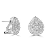 14K gold teardrop earrings with cluster and baguette diamond accents

