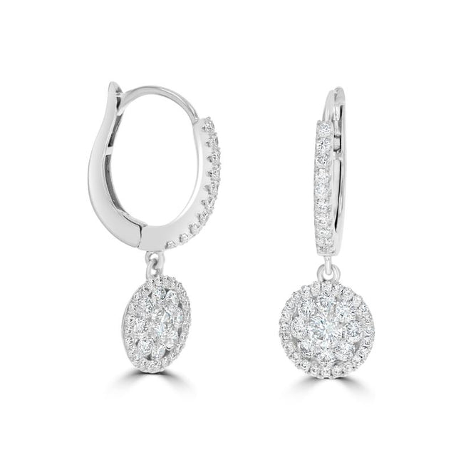14K gold drop earrings featuring marquise diamond clusters and pavé-set accents

