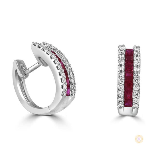 Ruby & Diamond Hug Hoop Earrings