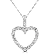 14K gold heart-shaped diamond pendant necklace with pavé-set lab-grown diamonds and elegant chain


