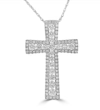 Luxury 14K gold pavé diamond cross pendant necklace with lab-grown diamonds in a bold, elegant design.

