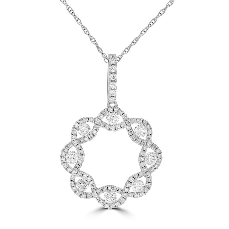 14K gold diamond floral pendant with infinity-inspired openwork and round lab-grown diamonds