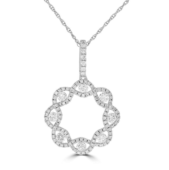 14K gold diamond floral pendant with infinity-inspired openwork and round lab-grown diamonds