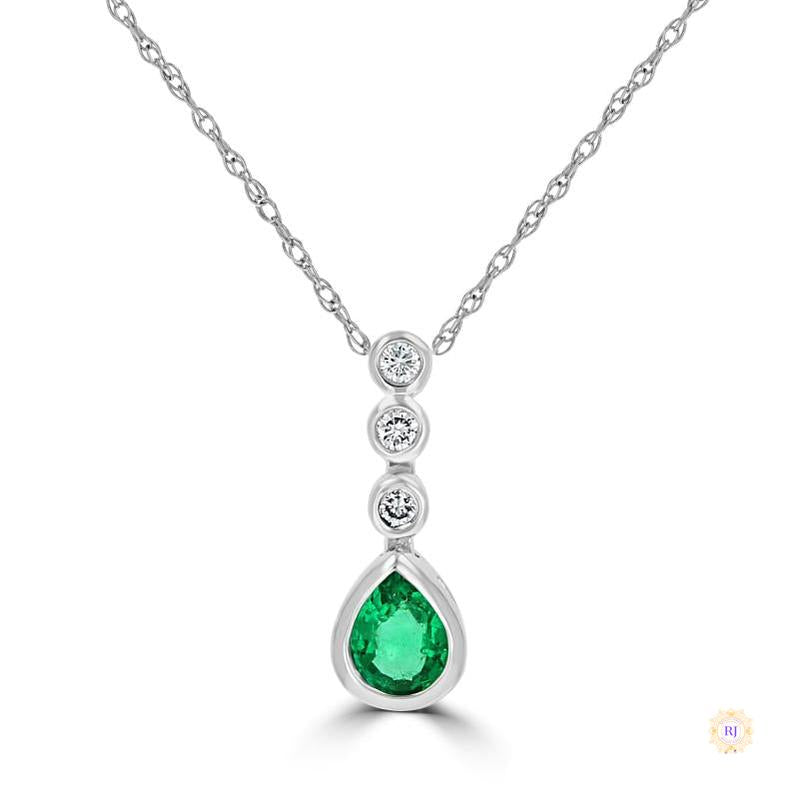 Bezel 2 ct. Emerald & Diamond Pendant