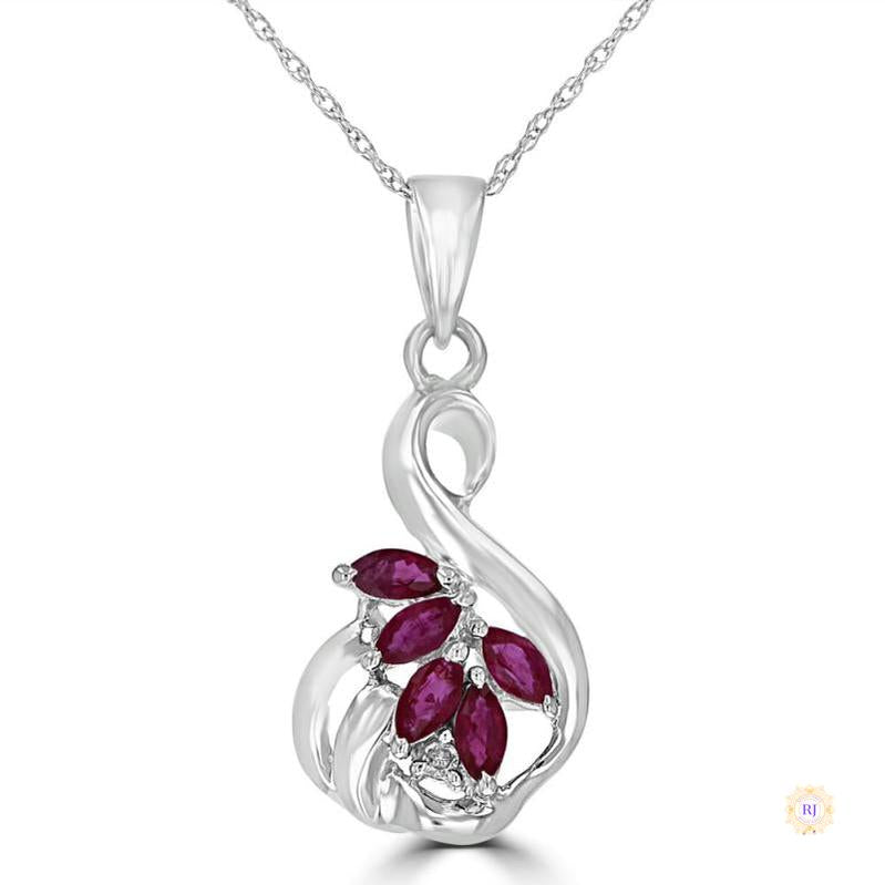 1.50 ct. Ruby Leaf Pendant with Diamond Accent