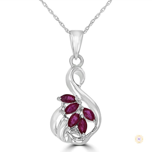 1.50 ct. Ruby Leaf Pendant with Diamond Accent