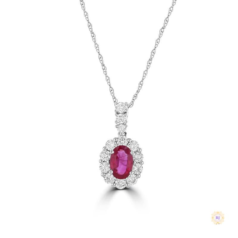 Oval 2 ct. Ruby Halo Pendant