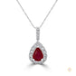 2 ct. Pear Ruby Diamond Halo Pendant