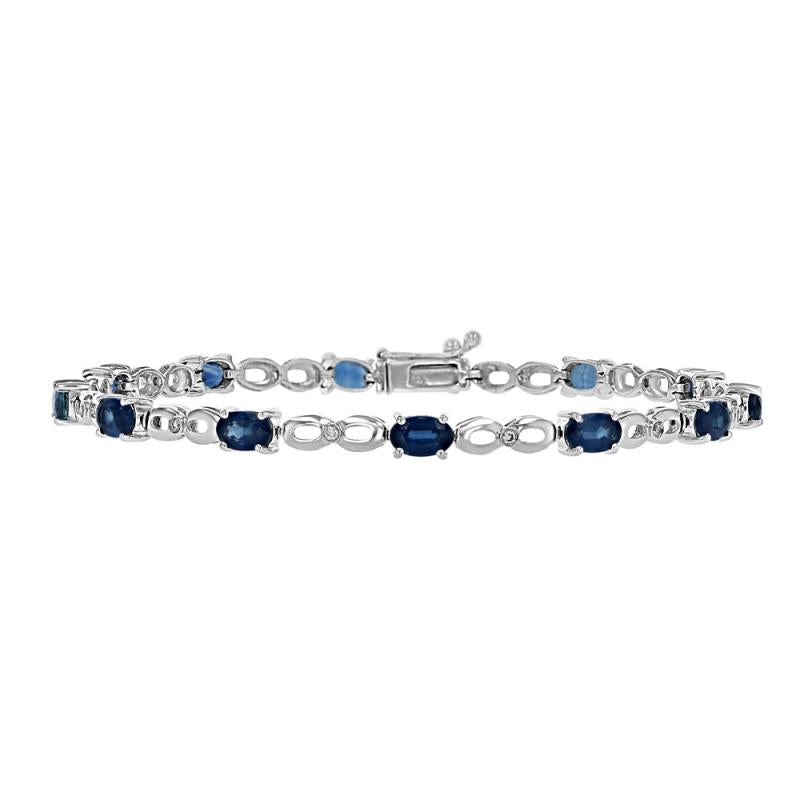 Oval Sapphire & Diamond 14K Gold Tennis Bracelet
