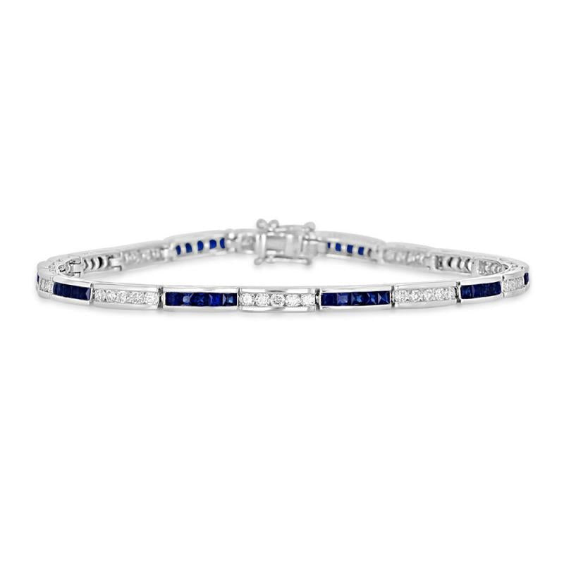 14K Gold Sapphire & Diamond Channel Tennis Bracelet