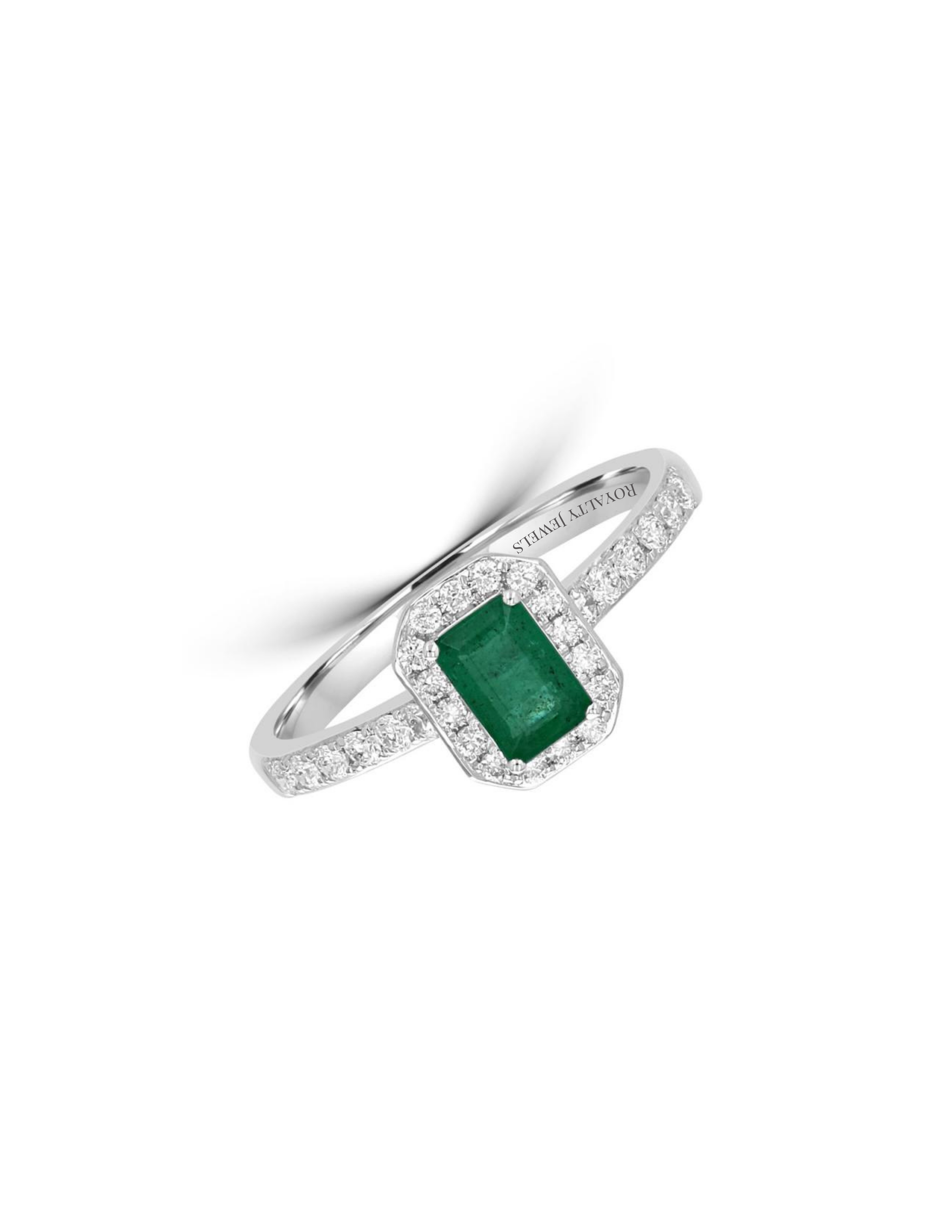 2 carat Emerald Cut Halo Diamond Ring in 14K Gold