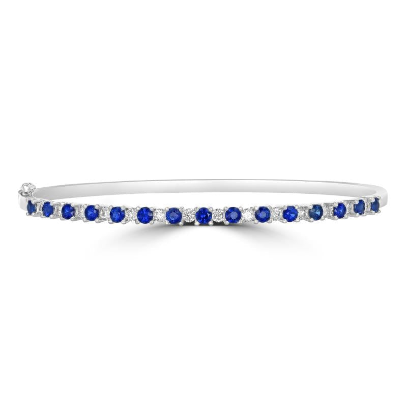 14K Gold Sapphire & Diamond Bangle Bracelet