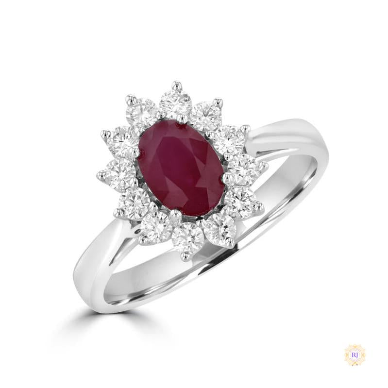 Oval 2 ct. Ruby Halo Diamond Ring
