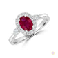 Oval 3ct Ruby Halo & Diamond Side Ring