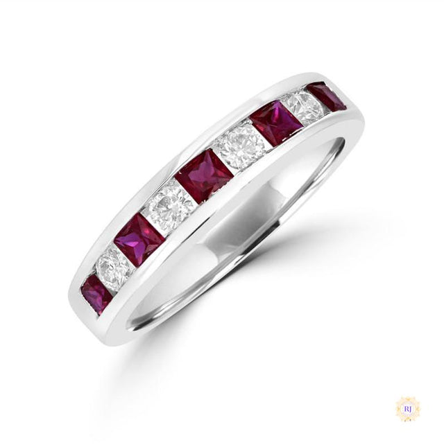 Ruby Princess & Diamond Channel Band Ring