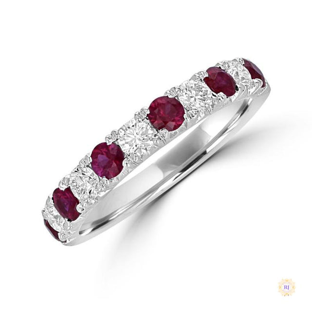 2 ct. Ruby & Diamond Alternating Band Ring