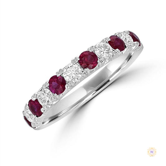 2 ct. Ruby & Diamond Alternating Band Ring