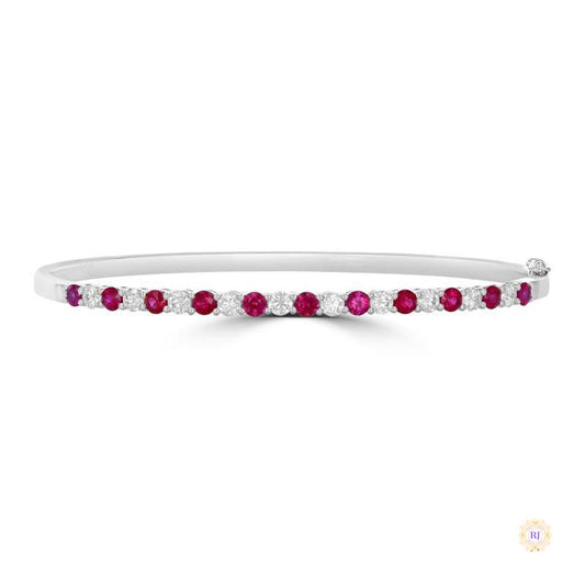 Ruby & Diamond Prong Set Bangle Bracelet