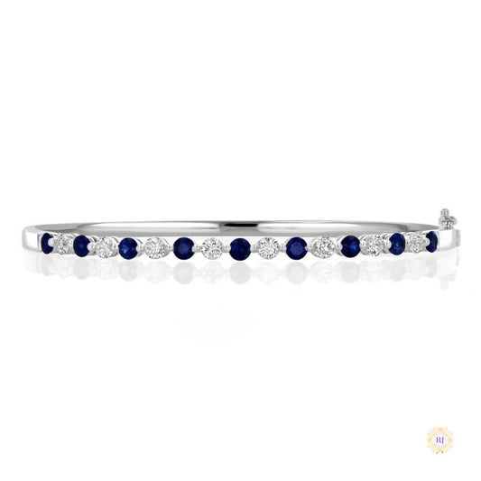 Sapphire & Diamond Prong Bangle Bracelet