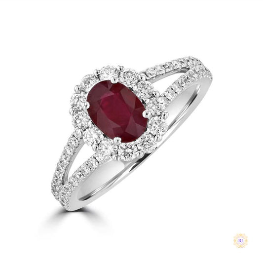 5 ct. -Stone Oval Ruby & Diamond Ring