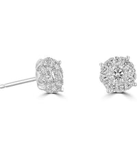 14K gold round cluster diamond stud earrings with lab-grown diamonds