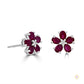 Ruby & Diamond Flower Stud Earrings