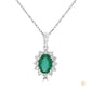3 ct. Oval Emerald Halo Pendant in Diamond Frame | 14K White Yellow Rose Gold Platinum | IGI Certified