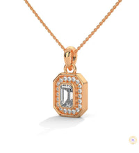 1.0 CT. Emerald-Cut Diamond Halo Pendant