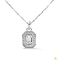 1.0 CT. Emerald-Cut Diamond Halo Pendant