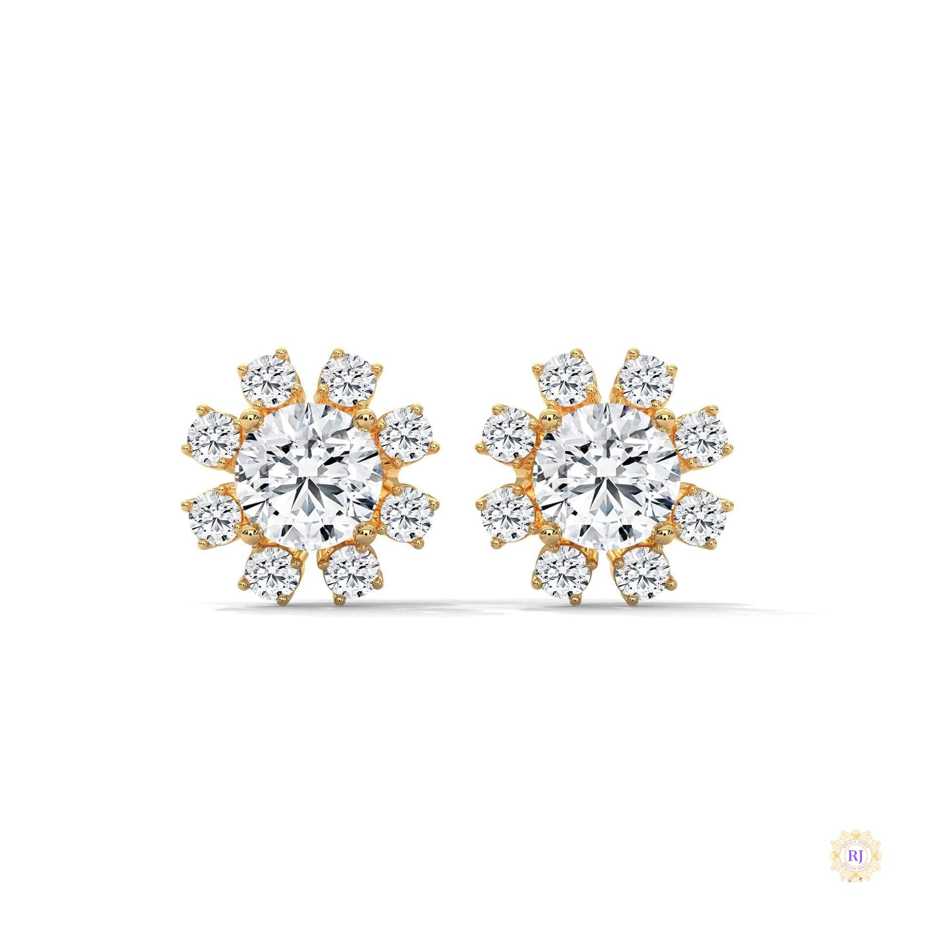 1.0 CT. Round Floral Diamond Studs
