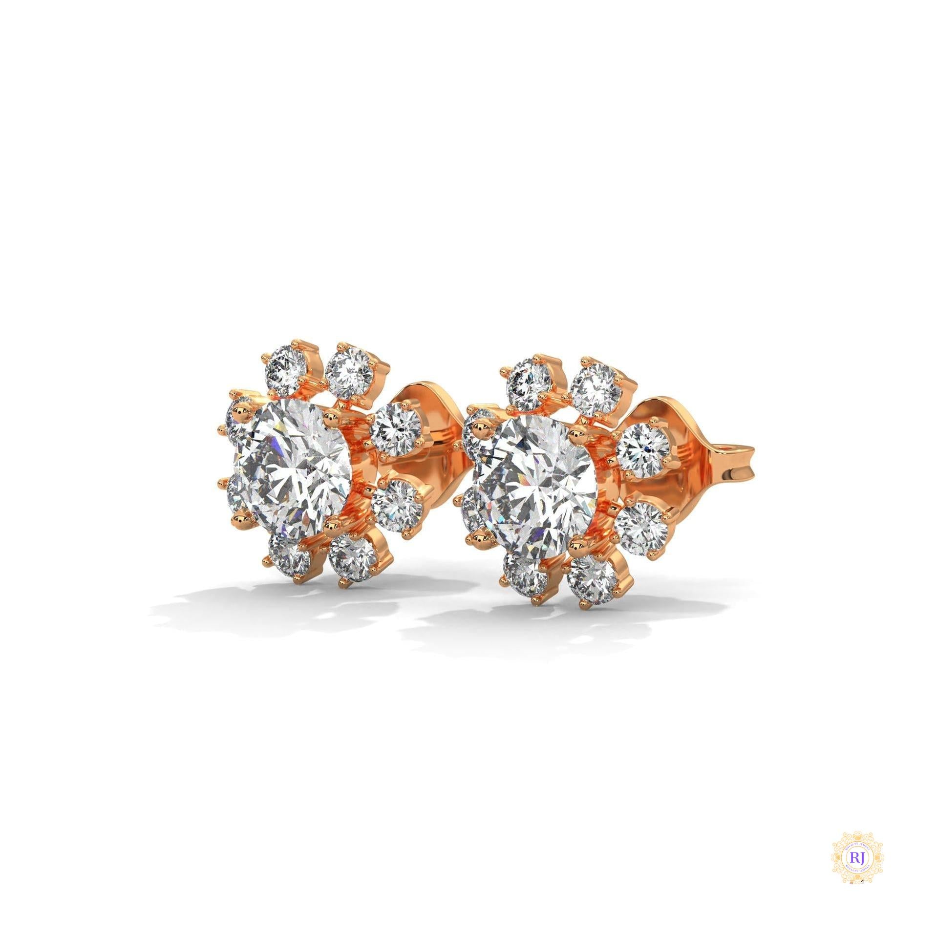 1.0 CT. Round Floral Diamond Studs
